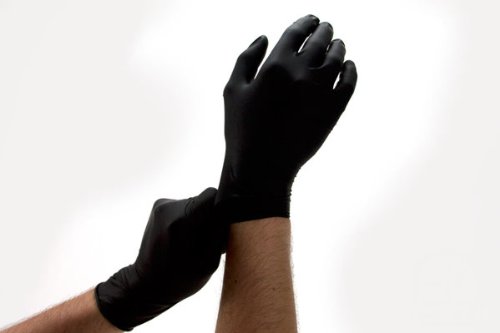 100 Einmalhandschuhe Latex Puderfrei Farbe: Schwarz Größe: Medium ( mittel 8 ) Medi-Inn
