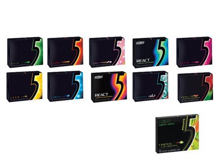 Wrigley's 5 Gum - SONDERPREIS nur für kurze Zeit - alle 11 Sorten- COBALT/LUSH/RAIN/ELIXIR/PRISM/FLARE/ZING/SOLSTICE/REACT Fruit/REACT Mint und die Neuste Sorte Vortex - 165 Kaugummis - aus den USA