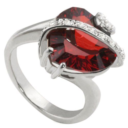 goldmaid Damenring 925 Silber, Rubinrot, Grösse 56