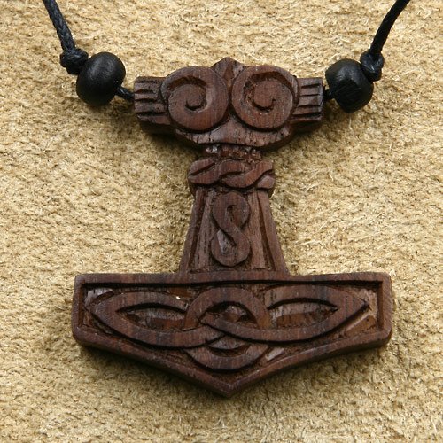 Thor Hammer Schmuck Holz, Kettenanhänger Thors Hammer Länge: 4cm inkl. Band