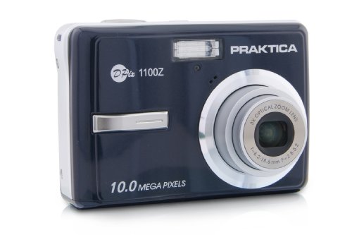Praktica DPix 1100Z Digitalkamera (10 Megapixel, 3-fach opt. Zoom, 6,4 cm (2,5 Zoll) Display, Tasche) dunkelblau