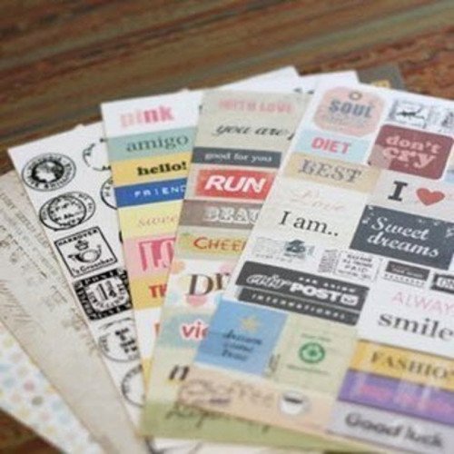 6 Blatt Vintage Mitteilungs Aufkleber Craft Stempel Papieraufkleber Deco Geschenk