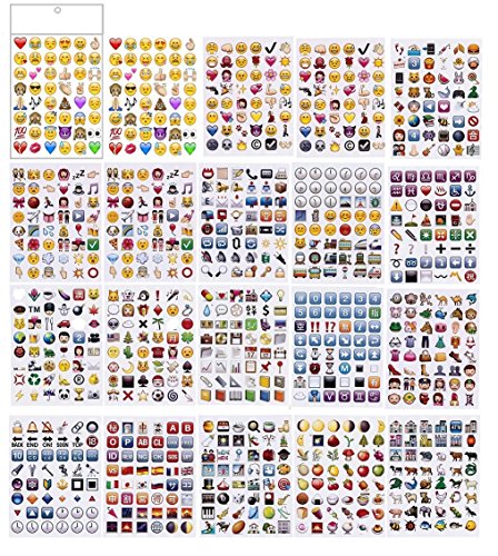 PartyErasers 20 Blatt Jumbo-Pack Emoji-Aufkleber (960 Aufkleber)