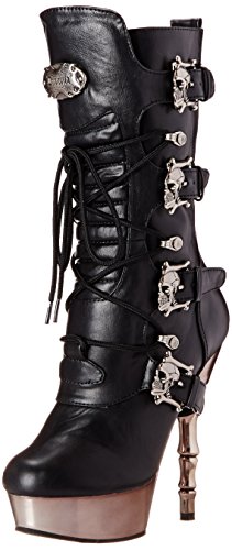 Demonia MUERTO-1026, Damen Halbschaft Stiefel, Schwarz (Schwarz (Blk Vegan Leather/Pewter Chrome)), 40 EU (7 Damen UK)
