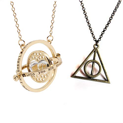 Harry Potter Zeitumkehrer Kette Hermine Anhänger Sanduhr Gold-Weiße Sand