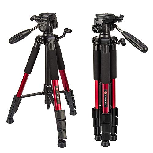 Leichte Stativ – Tairoad Tragbare Kompakt Kamera Stativ mit 360 Grad Schwenkkopf und Schnellwechselplatte für DSLR Canon EOS Nikon Sony Panasonic Samsung – Rot