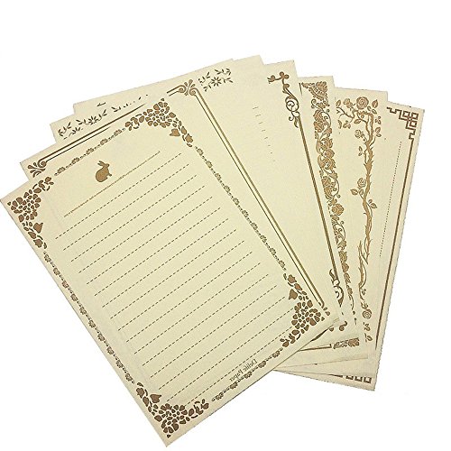 Kcopo Briefbogen Retro Blumenmuster Briefpapier 8 Stücke 1 Set Vintage Crafts Papier Briefumschläge und Briefpapier Kit Zeichnungen Papier Schreiben Papier Geschenk Karte Umschlag Gelb