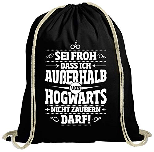 ShirtStreet Fanartikel Fan Kult Film natur Turnbeutel Rucksack Gymsac Außerhalb von Hogwarts, Größe: onesize,schwarz natur