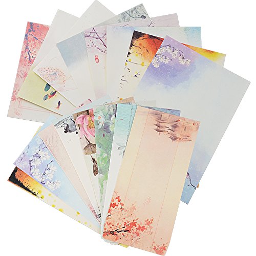32 Blatt Briefpapier mit 16 Blatt Umschläge Set vintage Schreibpapier Motivpapier mit Umschlag ohne Fenster