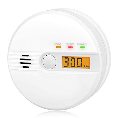 Kohlenmonoxid Warnmelder LCD Anzeige CO Melder 85Db Alarm Kohlenmonoxidsensor Kohlenmonoxid Melder mit Prüftaste Batteriebetrieb