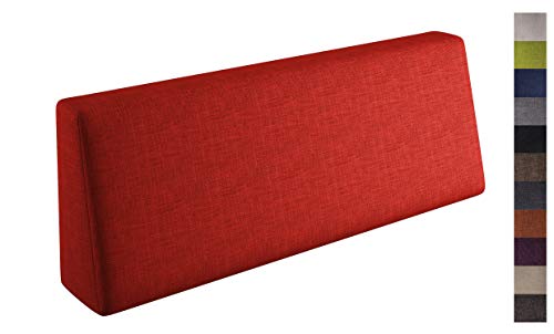 sunnypillow Palettenkissen mit abnehmbarem Bezug Kaltschaum Palettenauflage Palettenpolster Palettensofa Sitzkissen Rückenlehne Indoor Outdoor Rückenkissen 120x40x20/10cm Rot