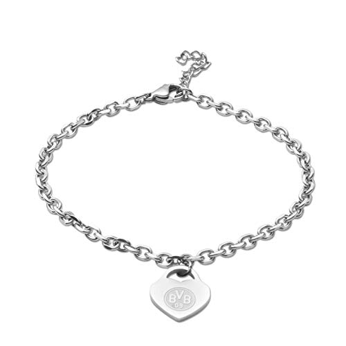 Borussia Dortmund Unisex Bvb-armband mit Herz, silber, verstellbar