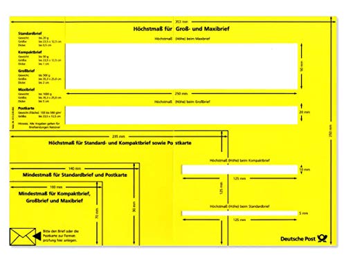 Post Postschablone Formatschablone Briefschablone Portoschablone