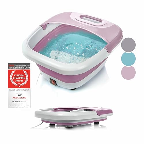 TZS First Austria Klappbares Fußsprudelbad mit Heizung | Pink | Vibration & Sprudelfunktion | Fuß-Massage-Gerät | Fußbadewanne | max. 45°C | Pediküre