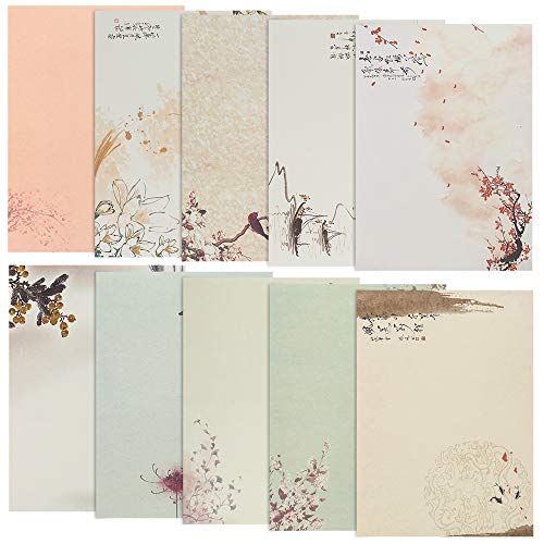 Gobesty Briefpapier Motivpapier, 80 Stück Schreibpapier Set Vintage Briefe Schreibwaren Motivpapier Blumen altes Papier mit Motiv