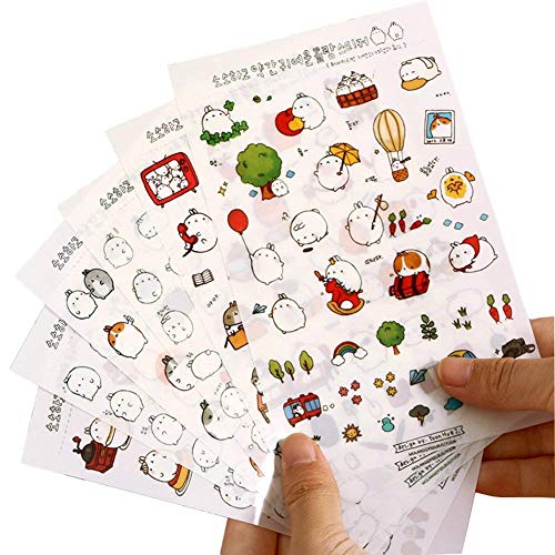 Leisial 6 Blatt Tagebuch Sticker Fotoalbum Sticker Notizbuch Sticker - Süß Kaninchen für DIY Deko (Karikatur) (#1) (Karikatur) (Karikatur)