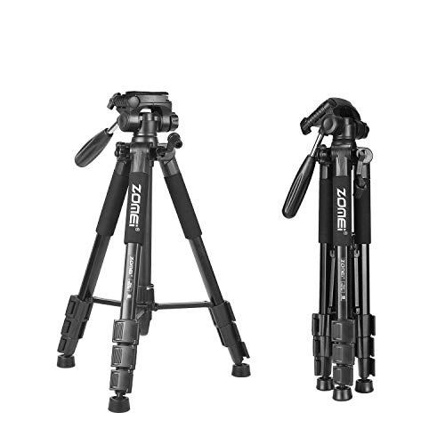 Kamerastativ Zomei Z666 Tragbares Leichtgewichtstativ mit Schwenkkopf und Schnellwechselplatte für Digitale DSLR Canon EOS Nikon Sony Panasonic Samsung - Schwarz