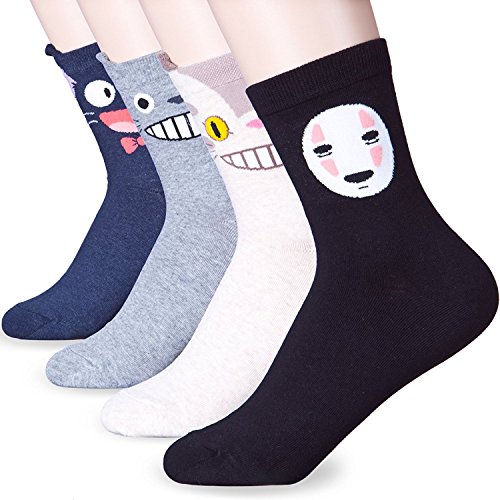 Happytree Berühmte Japanische Anime-Cartoon-Socken für Damen Gr. Einheitsgröße, Ghibli 4 Pairs