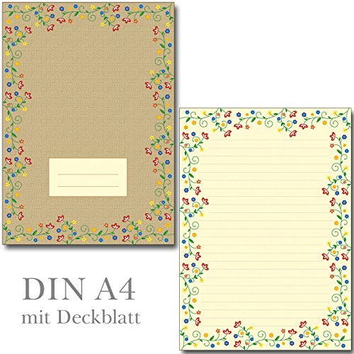 1 Schreibblock Blütenzauber Vintage 25 Blatt Format DIN A4 mit Deckblatt 7220