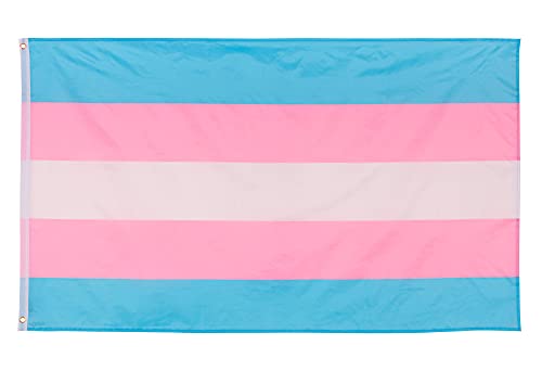 PHENO FLAGS Transgender-Pride Flagge - Transgender Flagge mit Messing-Ösen - 90 x 150 cm - Wetterfeste Fahnen für Fahnenmast - 100% Polyester