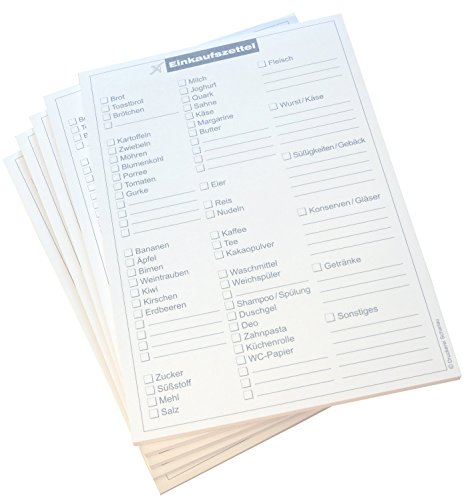 3x Einkaufszettelblock Einkaufsliste in Grau - Einkaufszettel - 50 Blatt, DIN A5-50 Blatt (22213)