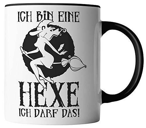 vanVerden Tasse - Ich bin eine Hexe ich darf das! - Halloween - beidseitig Bedruckt - Geschenk Idee Kaffeetassen, Tassenfarbe:Weiß/Schwarz