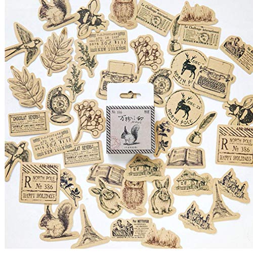 Gamloious Vintage Animals Aufkleber Scrapbook DIY Handwerk und Scrapbooking Dekoration Material Papier-Aufkleber-Set für Tagebuch Album 46pcs / Set
