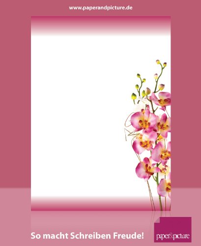 Orchideen, 40-tlg. Komplett-Set:20 Blatt Motivpapier + 20 Umschläge DIN LANG