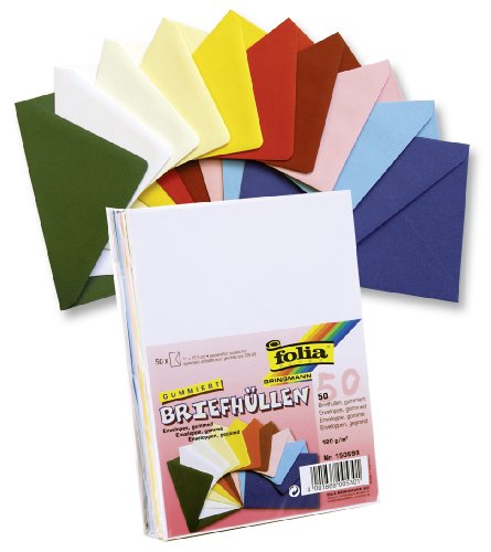 Folia 150599 - Briefumschlag C6 50 Stück gummiert farbig sortiert