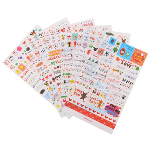 6 Blätter Cute Transparent Aufkleber Sticker DIY Tagebuch Scrapbooking Deko