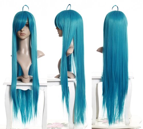 Cosplayland - 100cm glatt voluminös hitzefest endlos Vocaloid glatt Türkis - grün Perücke Wig