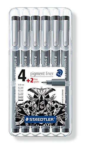 Staedtler 308 SB6P Pigment Liner, 4 Stück und 2 Stück Gratis, in Box