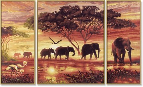 Schipper 609260455 - Malen nach Zahlen, Elefanten Karawane, 50x80 cm