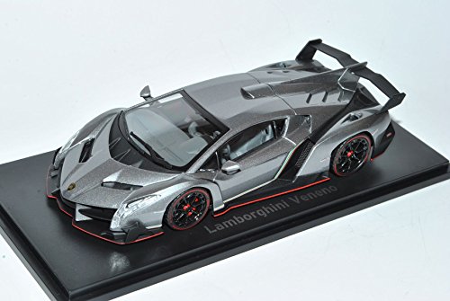 Lamborghini Veneno Grau mit Rot Concept Genf Coupe 1/43 Kyosho Modell Auto