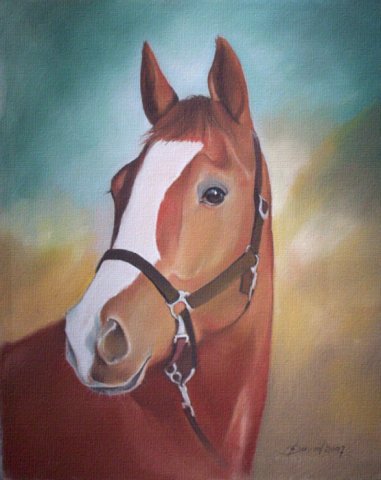 Pferdebild nach Foto - Acryltechnik farbig auf Leinwand/Keilrahmen 60x80cm