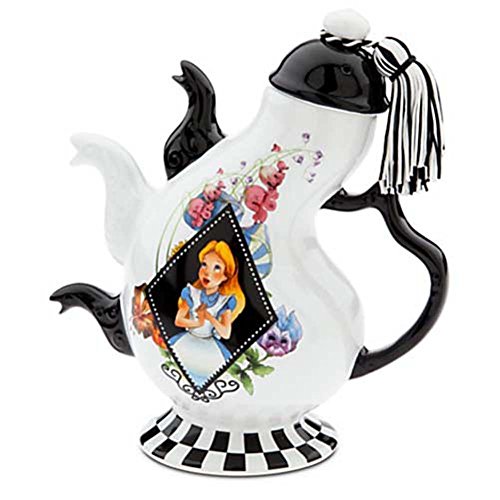 Disney Parks Alice in Wonderland Mad Hatter Pattern Ceramic Triple Spout Teapot