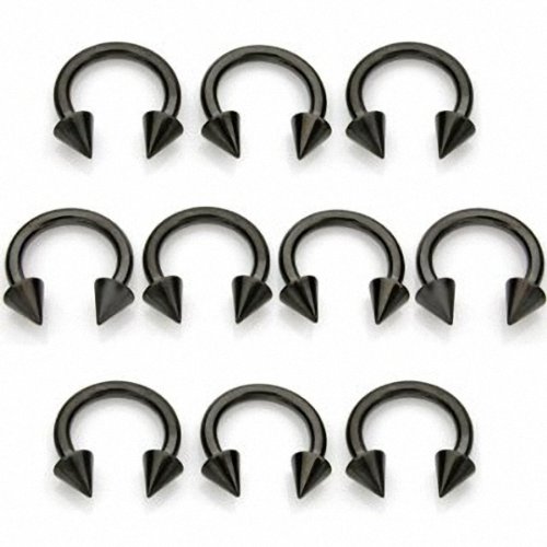 KULTPIERCING - Schwarzes Piercing Hufeisen Horseshoe Edelstahl Spikes