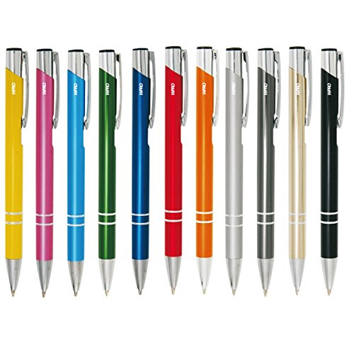 WPRO Kugelschreiber-Set Cosima 10-Stück aus Metall Großraum-Mine blau ergonomischer Griff bunte 10er Packung