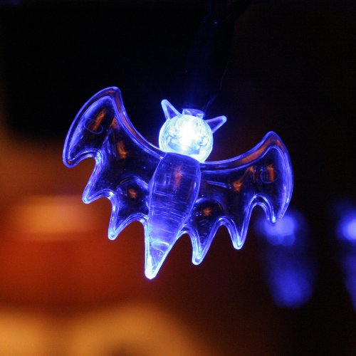 20er blaue Lichterkette Fledermaus für Halloween, batteriebetrieben