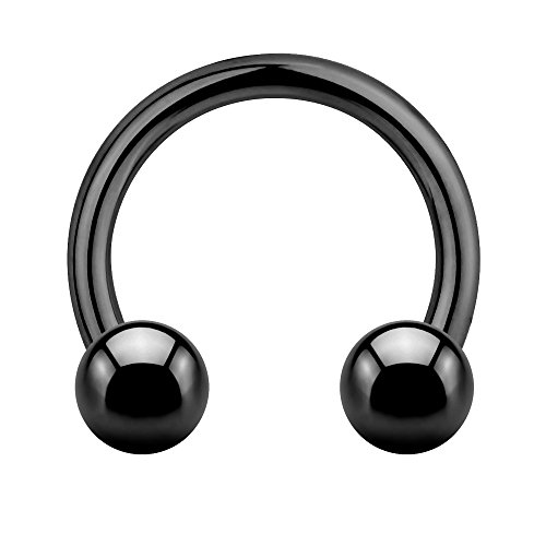 Piercing Hufeisen - Stahl - Schwarz - 1.2mm [02.] - 1.2 x 8 mm (Kugeln: 3mm)