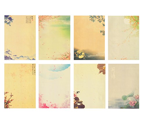 Funcoo Briefpapier, Vintage, Retro  8 verschiedene Designs, 64 Stück Style-2