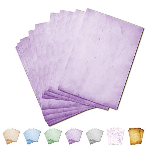 Partycards 50 Blatt Briefpapier doppelseitig bedruckt, geeignet für alle Drucker (Lila, Format DIN A4 (21 cm x 29,7 cm), Grammatur 90 g/m²)