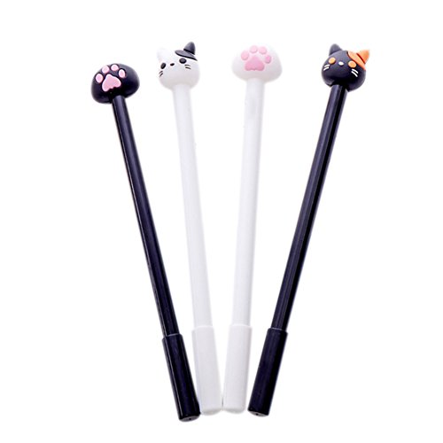 Cosanter 4 Stück Stift Niedlichen Cartoon-Katze Palm Kugelschreiber Gel-Pen für Basteln Schreiben Zeichnen