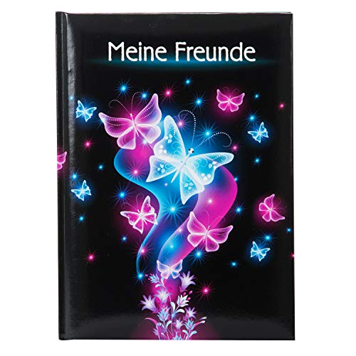 Goldbuch Freundebuch, Schmetterling, DIN A5, 88 illustrierte Seiten, Kunstdruck, Schwarz/Pink/Blau, 43577