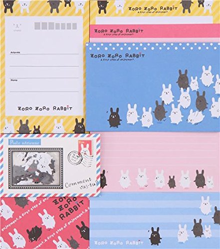 Süßes Kaninchen Blättchen Aufkleber Briefset von Q-Lia aus Japan