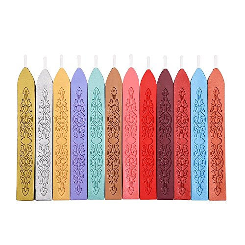 Itian Satz von 12 Stück Siegelwachs Dichtungs Wachs Versiegelung Sticks mit Docht für Retro Vintage Wachs Siegel Stempel