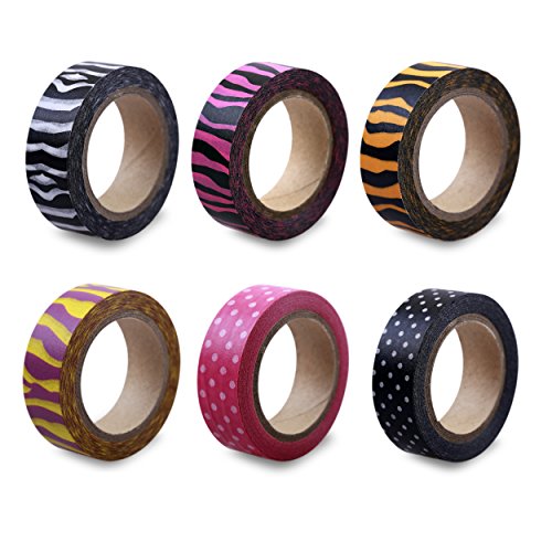 LolliZ Washi Tape - Safari Fun Set with Six Rolls of Fun and Festive Colors