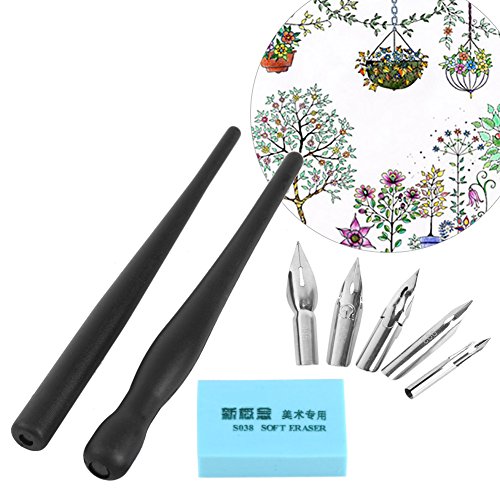 Federhalter und Halter Set Manga Cartoon Comic Zeichnung Malerei Kit Tool mit 2 Stifthalter und 5 Nibs