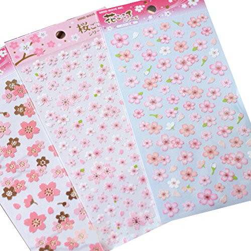 AOWA 6 STÜCKE Briefpapier Aufkleber Kirschblüten Tagebuch Planer Dekorative Mobile Aufkleber Scrapbooking DIY Handwerk Aufkleber