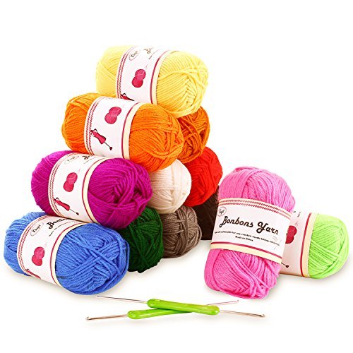 Fuyit Häkelgarn 600g (12x50g) Wolle Zum Stricken Acryl Wolle Set Handstrickgarn Baumwollgarn für Häkeln und Kunsthandwerk - 12 Farben
